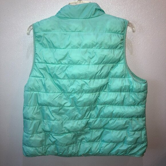 XERSION Womens Size 3X Packable Blue Green Puffer Vest Pockets Full Zip - Picture 5 of 11